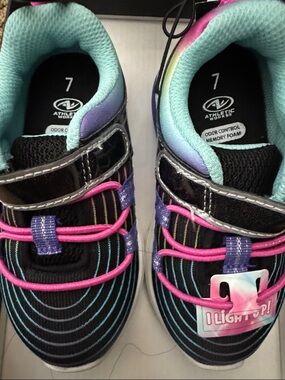 Athletic Works Kids' Black Sneakers with Pink and Teal Accents